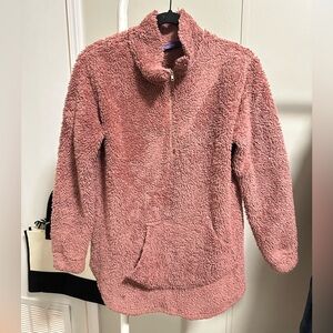 Madeline Sparklestein Mauve Fuzzy quarter zip pullover best for medium